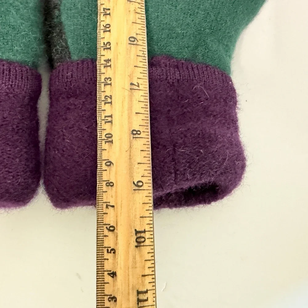 Handmade Upcycled Wool Mittens Purple Green Argyle Felted Sweater Mittens Women